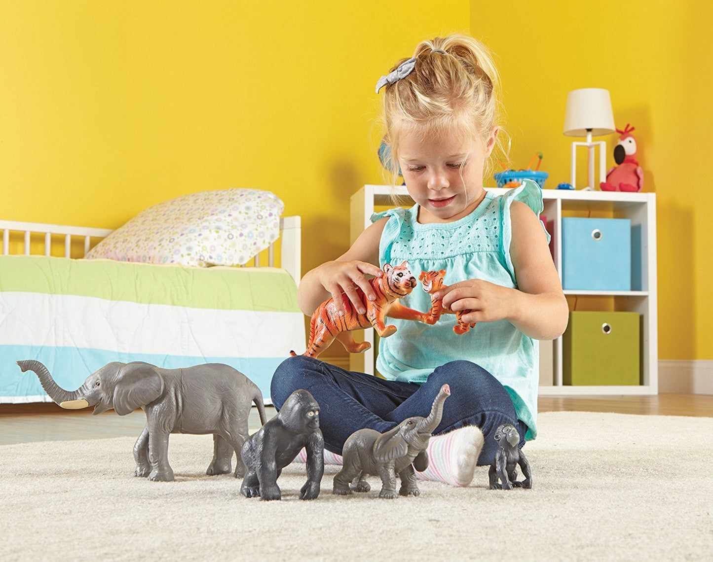 Learning Resources Jumbo Jungle Animals Mommas and Babies - Safari Animal Toys, Toddler Animal Figurines, Toy Figures for Kids, Jungle Toys, Pretend