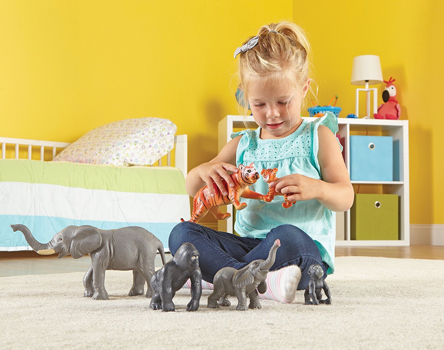 Learning Resources Jumbo Jungle Animals Mommas and Babies - Safari Animal Toys, Toddler Animal Figurines, Toy Figures for Kids, Jungle Toys, Pretend
