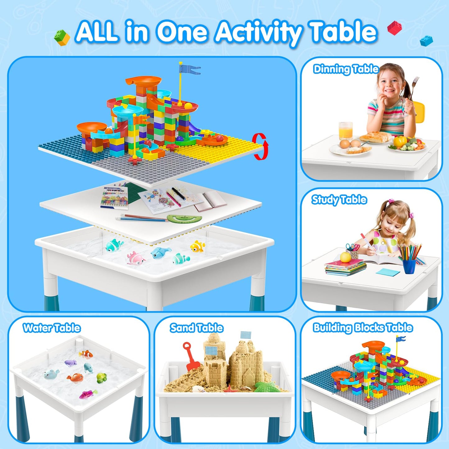 OCATO Kids Activity Table Toddlers Kids Table and Chair Set Water Tables