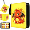 400 Cards Capacity Trading Card Binder, Card Holder with 50 Removable Sleeves, Double Sided 8-Pocket Pages Zipper Album with Wrist Strap for TCG