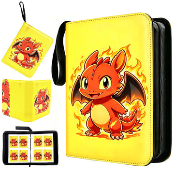 400 Cards Capacity Trading Card Binder, Card Holder with 50 Removable Sleeves, Double Sided 8-Pocket Pages Zipper Album with Wrist Strap for TCG