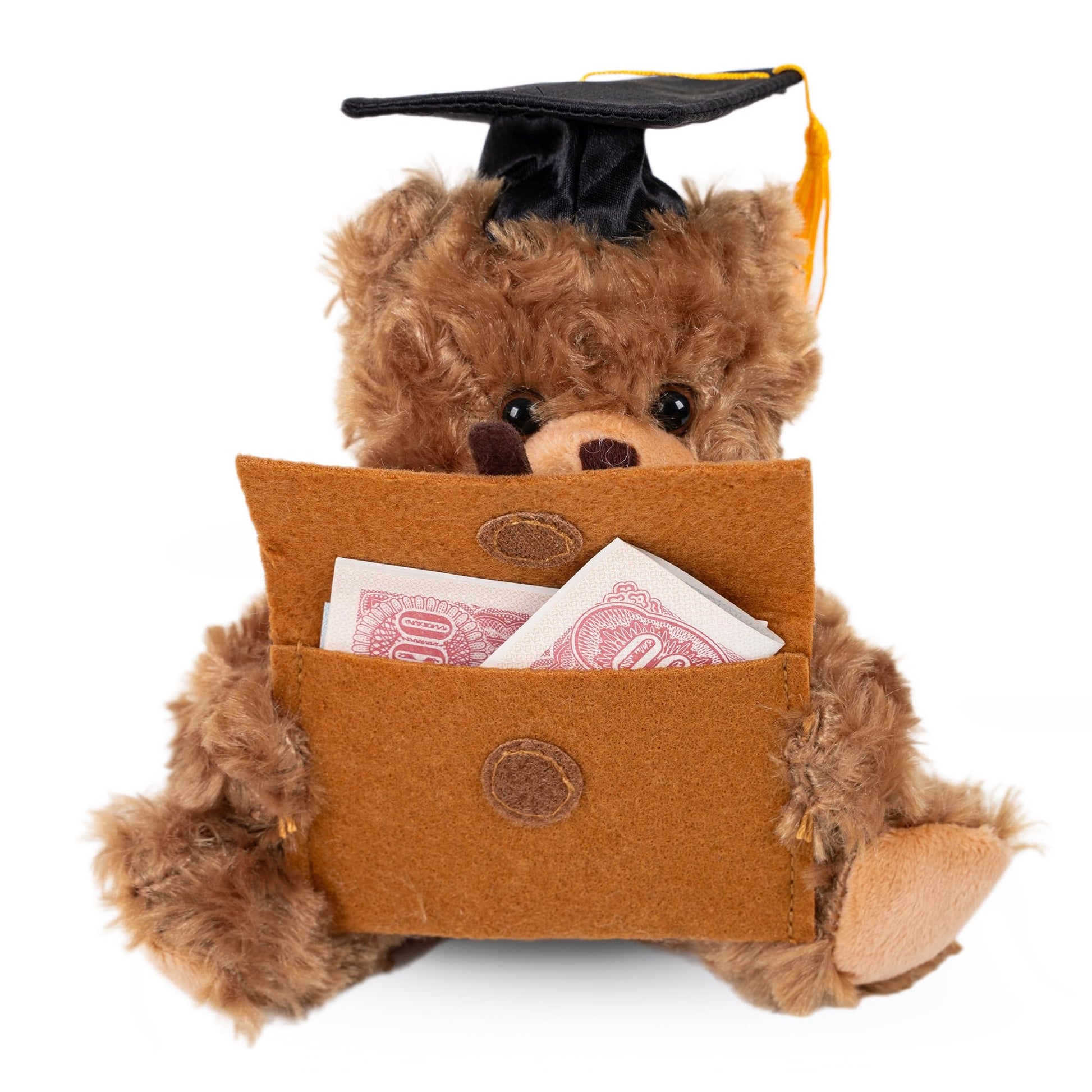 Plushland Graduation Gifts for Kids Class of 2026 Mini Graduation Teddy Bear Orange Gift Cards Holder Stuffed Animal Plush Toys with Graduation Cap