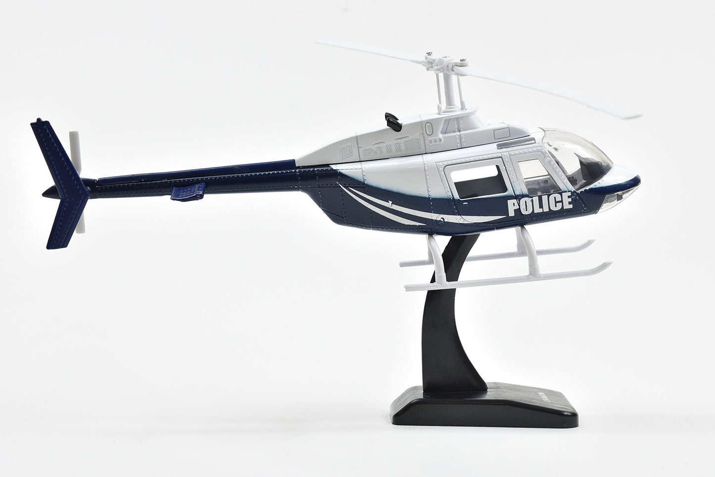 Bell 206 Helicopter Dark Blue and White Police Sky Pilot Series 1/34 Diecast Model by New Ray