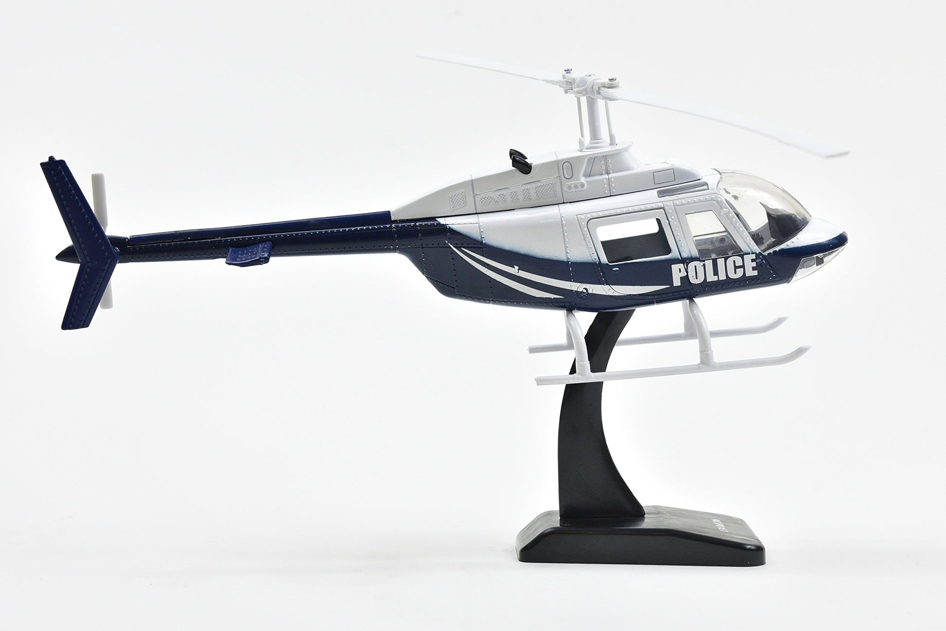 Bell 206 Helicopter Dark Blue and White Police Sky Pilot Series 1/34 Diecast Model by New Ray