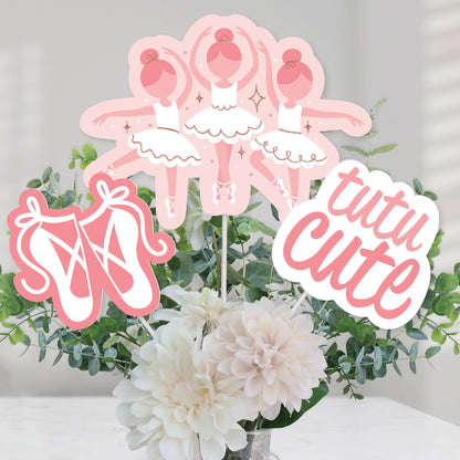 Big Dot of Happiness Tutu Cute Ballerina - Ballet Birthday Party or Baby Shower Centerpiece Sticks - Table Toppers - Set of 15