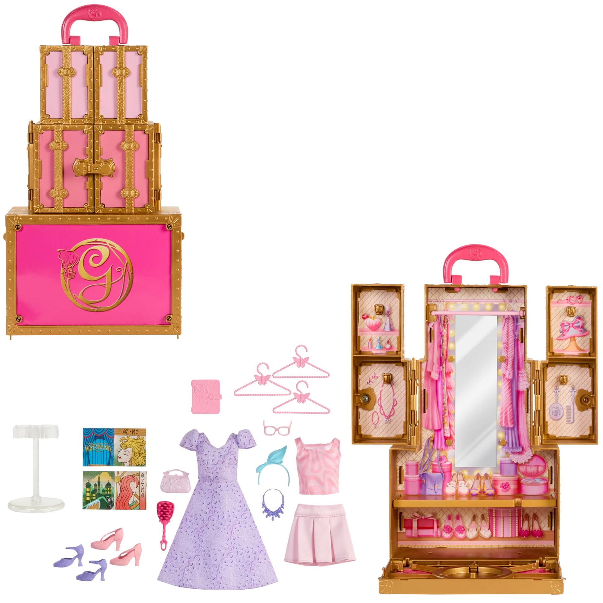 Mattel Universal Pictures’ Wicked Glinda’s Glamorous Closet with 2 Unique Looks, Surprises & 13 Accessories, Inspired by the Movie