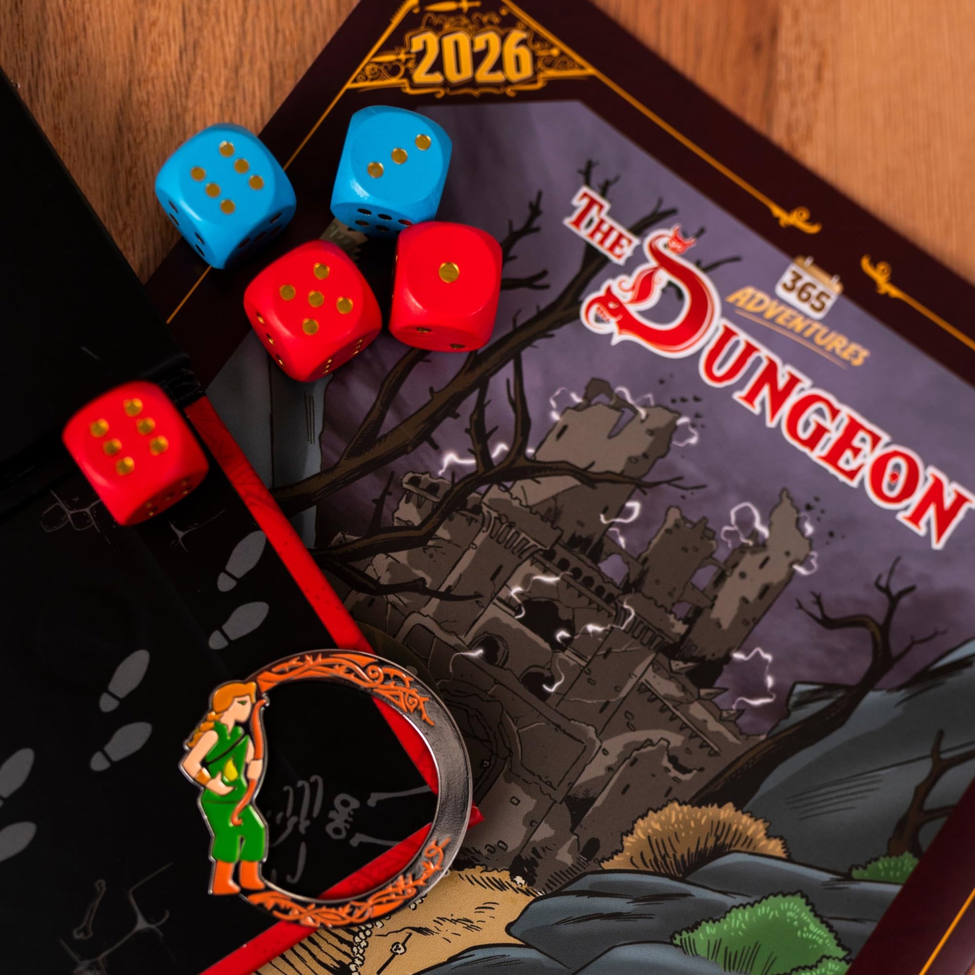 365 Adventures: The Dungeon (2026) Calendar - Year-Long Solo Quest Board Game, Strategic Dice Rolling & Exploration for Kids & Adults, Ages 14+, 1+