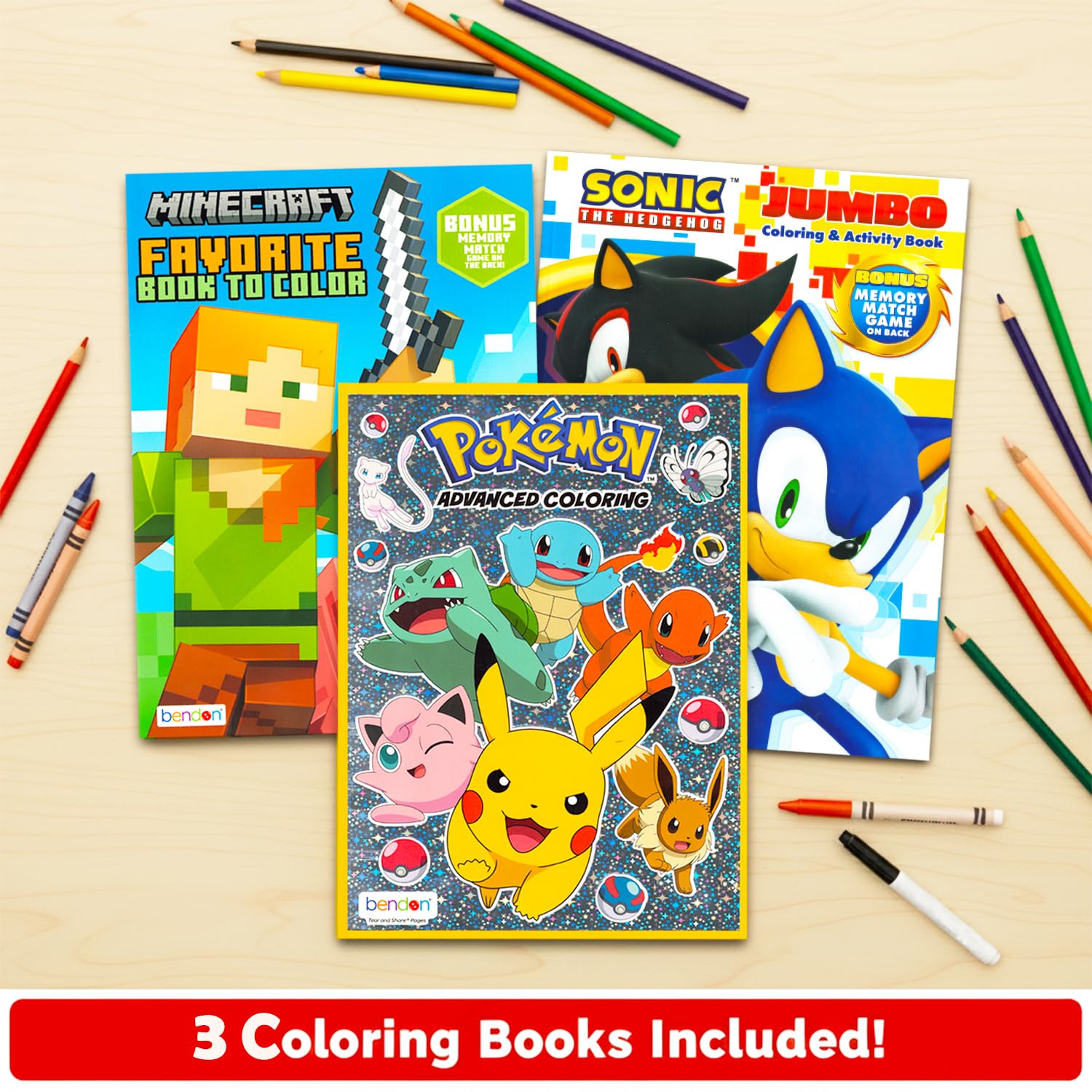 Ultimate Video Game Coloring and Activity Book Set - Bundle with Sonic the Hedgehog, Minecraft, Pokemon Kids Coloring Pages Plus Stickers, More |