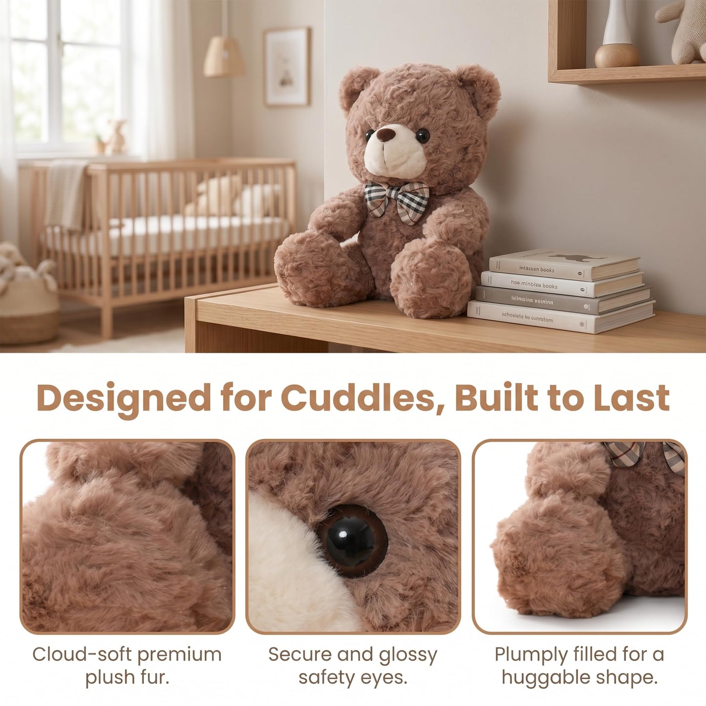 YUKOUQIAN Bear Stuffed Animal Cute Plush Doll Toy 8 inch for Girls Boys Christmas (tie Bear)