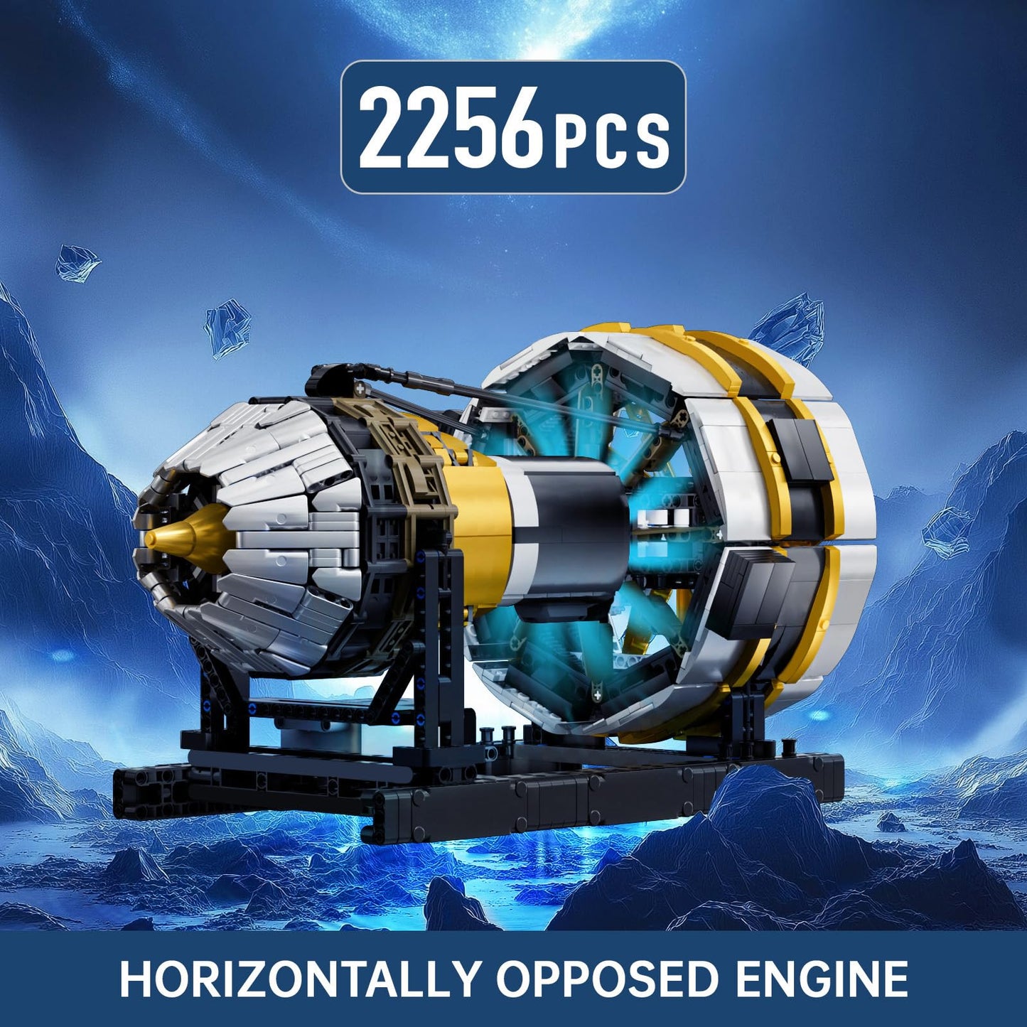 Mould King Aircraft Engine Building Set with Motor, 2256 Pcs Model Kit
