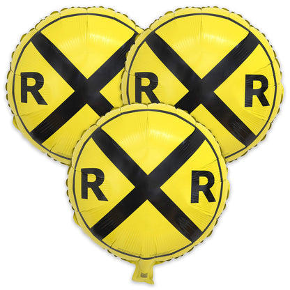 Havercamp Railroad Party Balloons (3 Pcs.)! 3 Round Mylars are great for Train Themed Events, Kid's Birthday Party, Train Collectors, Retirement