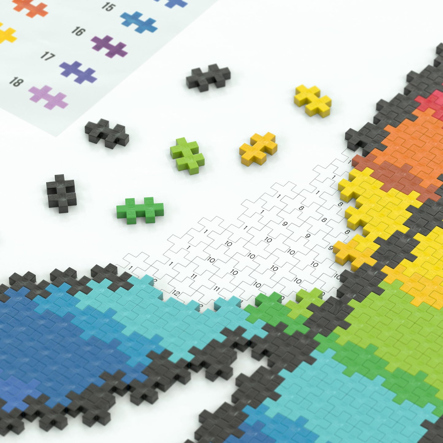 PLUS PLUS Puzzle by Number, Atari - 740 pc Pixel Art Kit, Hashtag Blocks