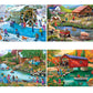 Bits and Pieces - 4-in-1 Multi-Pack 300 Piece Jigsaw Puzzles for Adults - River Escapades by Artist Mary Thompson, Completed Puzzle Size: 16" x 20"
