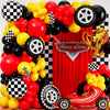 ALL-IN-1 Race Car Balloon Arch Kit & Garland with BONUS Trophy Foil Balloon - Red Black and Yellow Balloons for Race Car Birthday Party Supplies & Boy