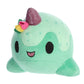 Aurora Enchanting Tasty Peach Tulip Nomwhal Stuffed Animal - Bright & Colorful Design - Showpiece Plush - Green 7 Inches