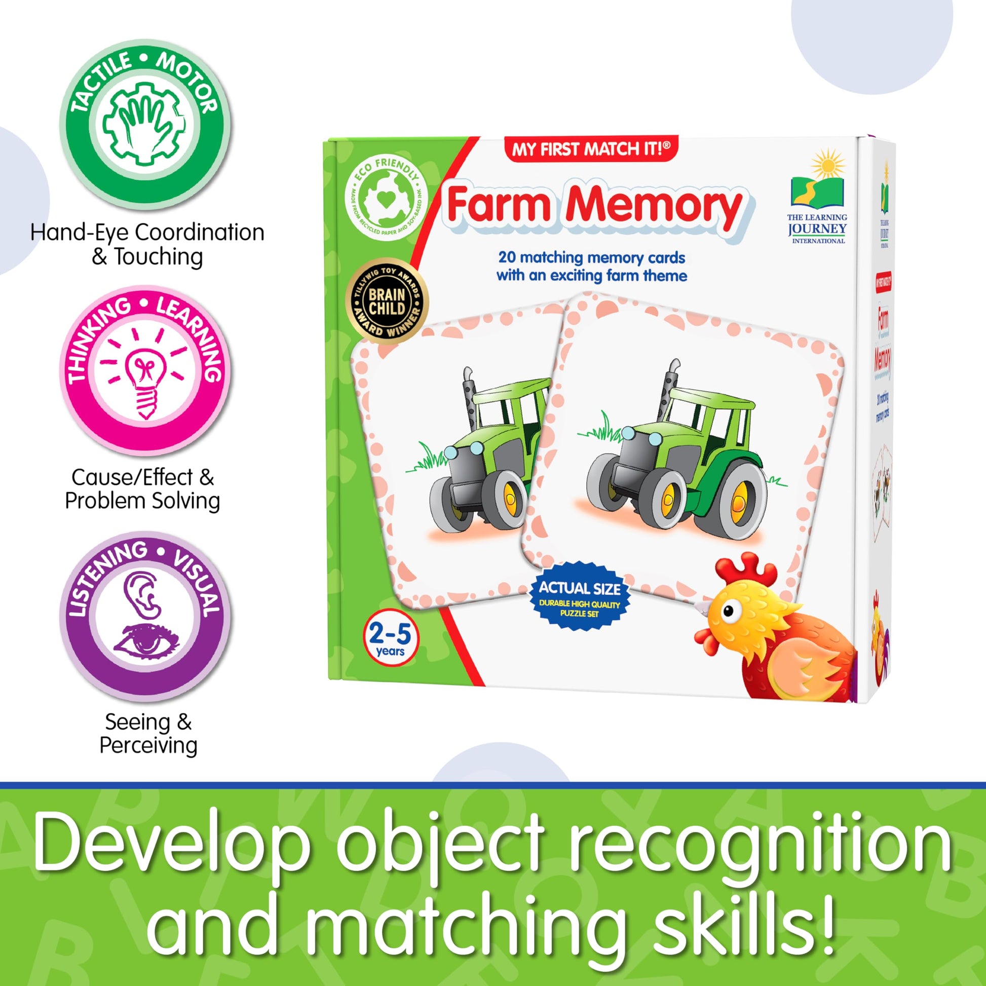 The Learning Journey My First Memory Game - Farm Memory - 20 Card Matching Memory Game - Educational Toddler Gifts for Boys & Girls Ages 2 and Up