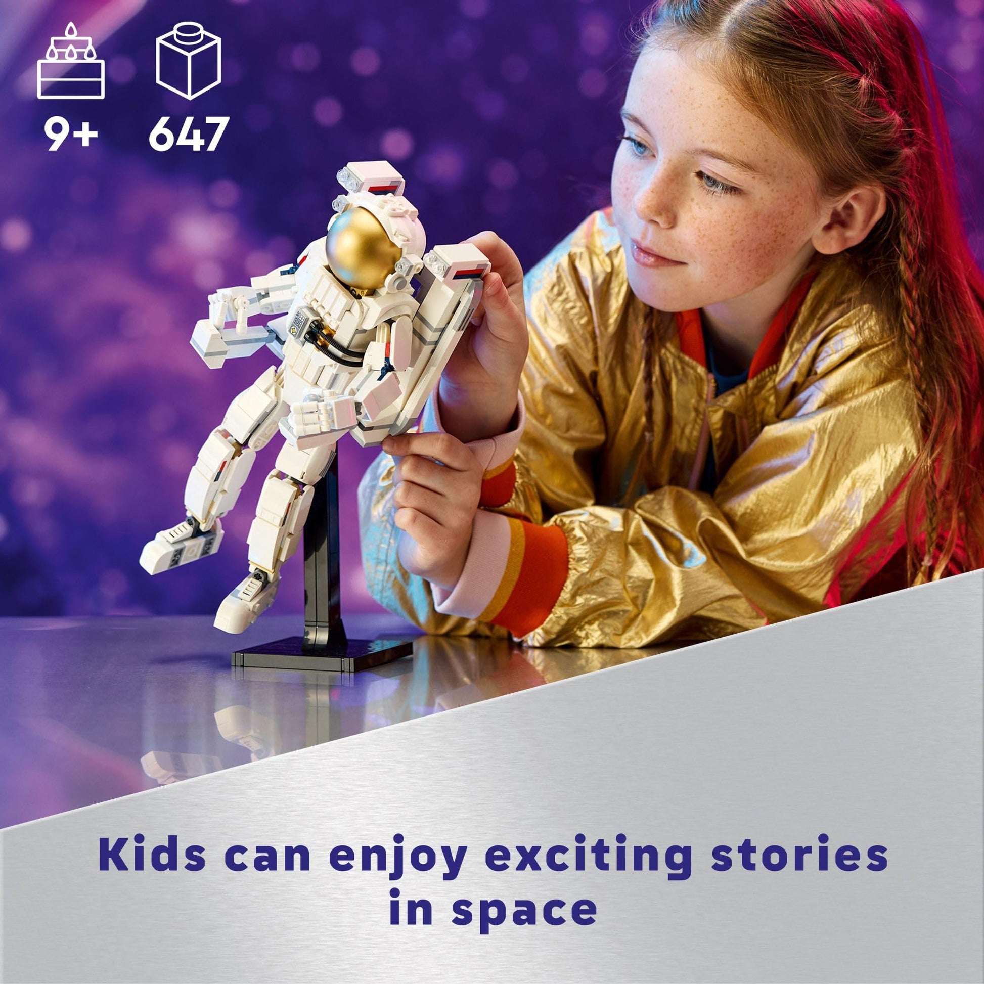 LEGO Creator 3 in 1 Space Astronaut Toy, Building Set Transforms from Astronaut Figure to Dog to Viper Jet, Space-Themed Gift Idea for Boys and Girls