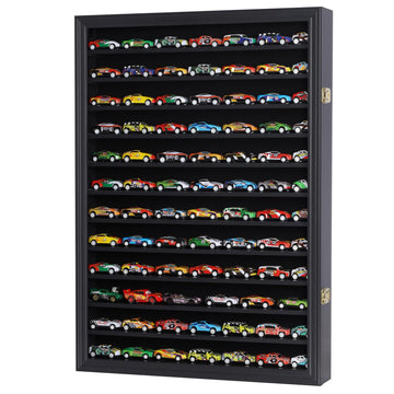 DisplayGifts Toy Cars Wheels Matchbox Model Diecast Display Case Cabinet Also fit N Scale Model Trains UV Protection 1/64-1/43 Scale High Transparency