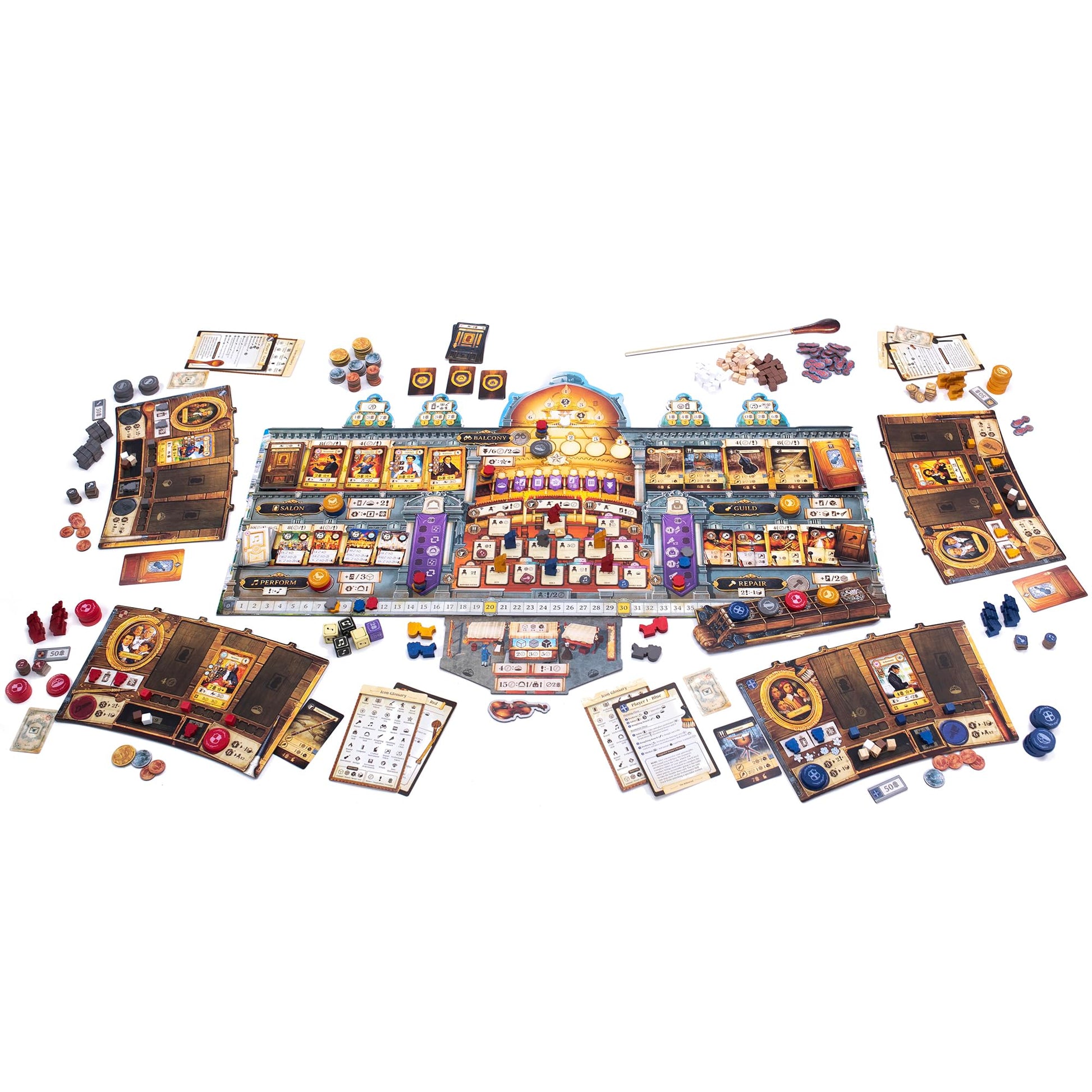 Luthier: The Art of The Instrument - Classical Music and History Themed Euro Board Game, Bidding & Worker Placement, 1 to 4 Players, Ages 14 and up