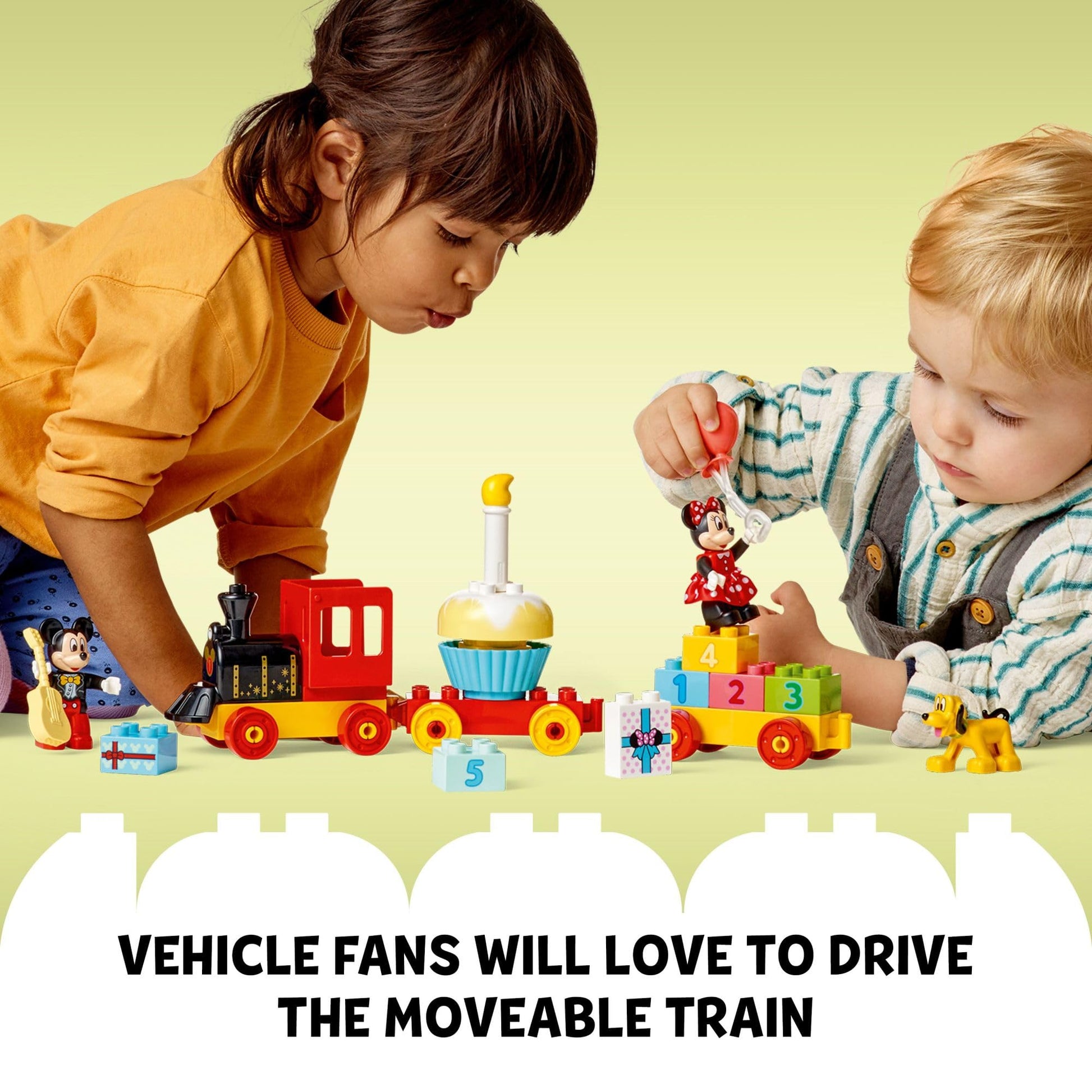LEGO DUPLO Disney Mickey & Minnie Mouse Birthday Train Toy - Building Blocks for Toddlers, Ages 2+ - Pretend Play Learning Toy for Girls & Boys - Gift