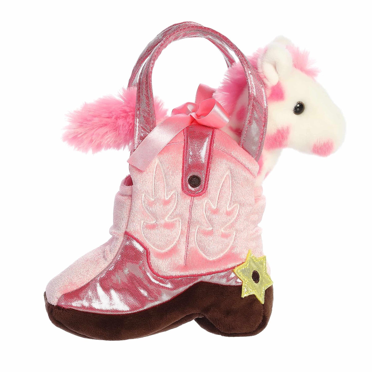 Aurora® Fashionable Fancy Pals™ Giddyup Boot™ Stuffed Animal - Plush with Stylish Purse for Dress Up Fun - Perfect for Kids 3+ Years, Costumes,