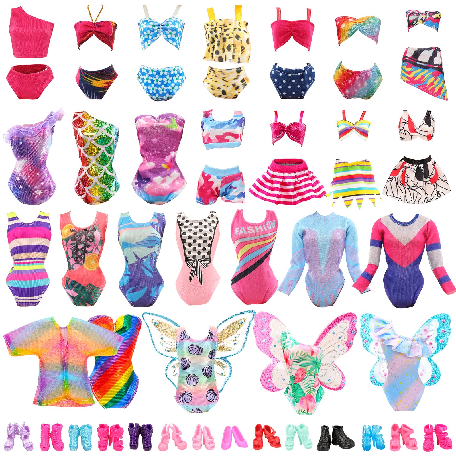BARWA 5 Sets Swimwear Swimsuit Beach Bikini Bathing Clothes with Shoes for 11.5 Inch Doll…