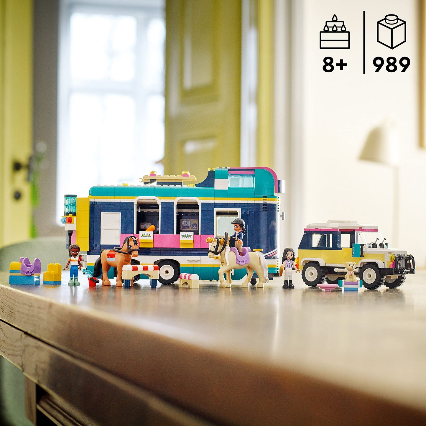 LEGO Friends Horse Show Trailer 41722, Horse Toy with 2 Horse Figures, SUV Car, and Riding Accessories, Toy Horse and Trailer Building Set for Kids