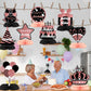 WINPOGEE 9PCS Rose Gold Black Happy Birthday Decorations Honeycomb Centerpieces for Women MenHappy Birthday Table Centerpieces Party Supplies Birthday