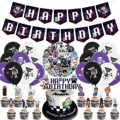 Undertale Party Decorations - Birthday Supplies with Banner, Cake Topper, 12 Cupcake Toppers, 18 Balloons, 50 Stickers