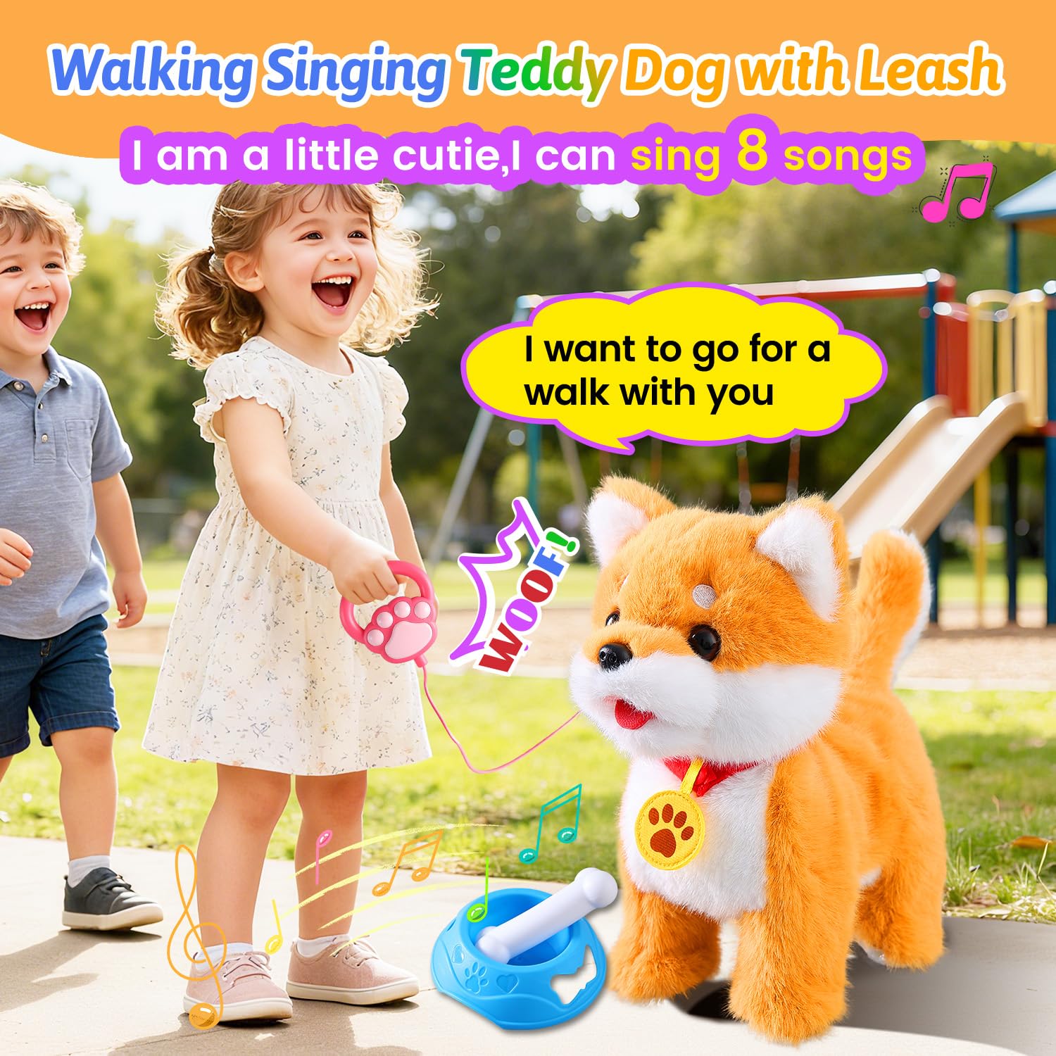 HCdoujoy Walking Barking Singing Corgi Puppy Toy, Repeats What You Say, Realistic Licking Tongue Wagging Tail Mechanical Dog with Touch or Voice