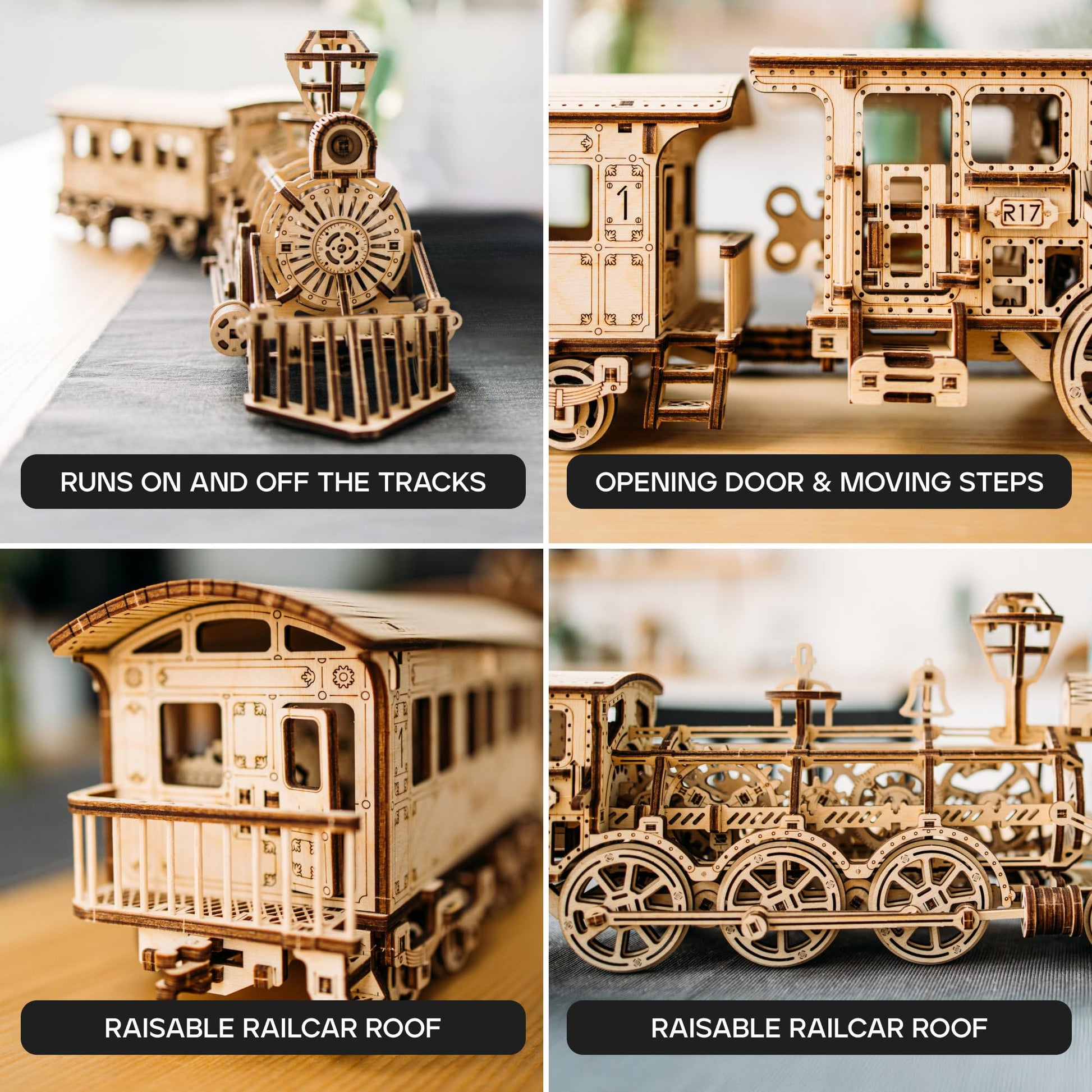 Wood Trick Toy Train Set 3D Wooden Puzzles for Adults to Build