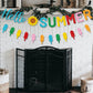 CAVLA Glitter Hello Summer Banner with Sunflower Signs and Colorful Glittery Popsicle Banner Hello Summer Ice Cream Garland Banner Summer Birthday