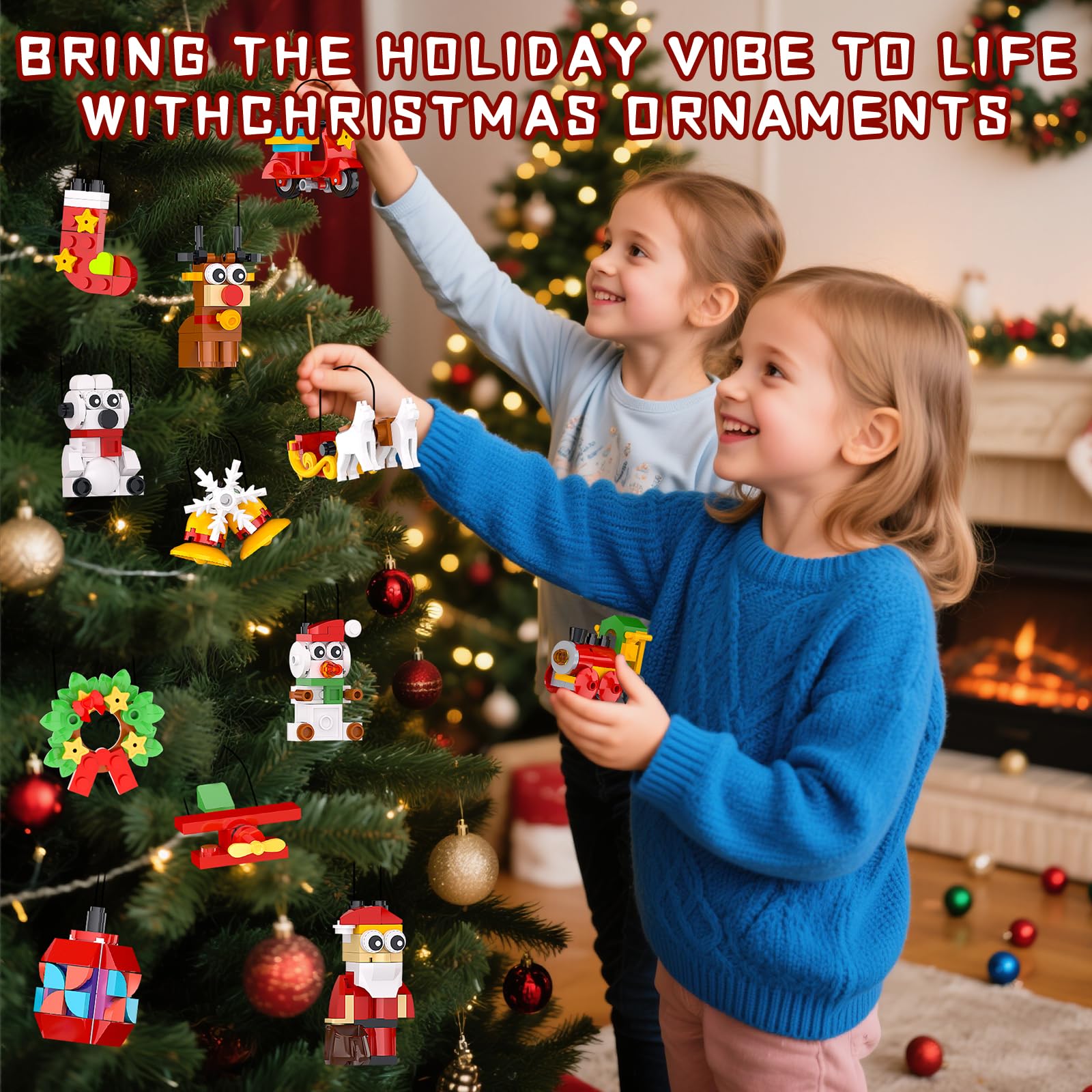 Christmas Ornaments Advent Calendar 2025 Building Block Sets, 24 Packs Xmas Tree Ornament to Build Holiday Decoration Toy Compatible with Christmas
