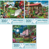 Bits and Pieces - Value Set of (3) 300 Piece Jigsaw Puzzles for Adults - Each Puzzle Measures 18" x 24" - 300 pc Blooming Back Yard, Nature Haven