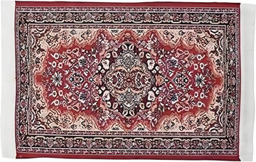 Miniature Red Woven Carpet, 10 x 15 cm Miniature Carpet, Dollhouse Accessories Vintage Style Flooring Mini Furniture Decoration