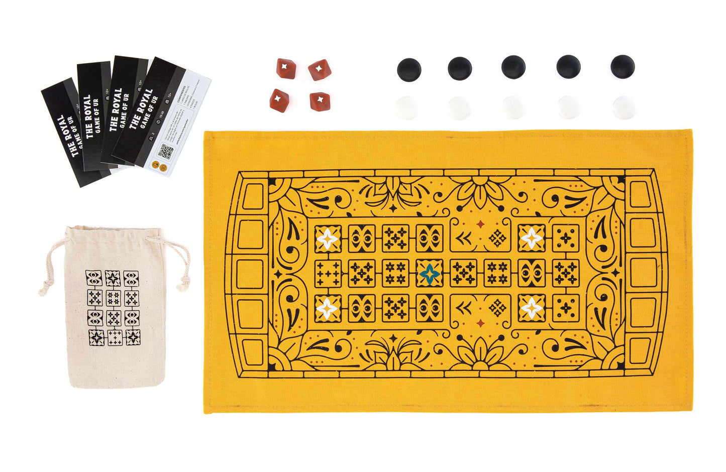 Stellar Factory Royal Game of UR | 5,000-Year-Old Strategy Race Game | Travel-Size with Drawstring Bag | 2 Players, Ages 10+ | 4 Languages