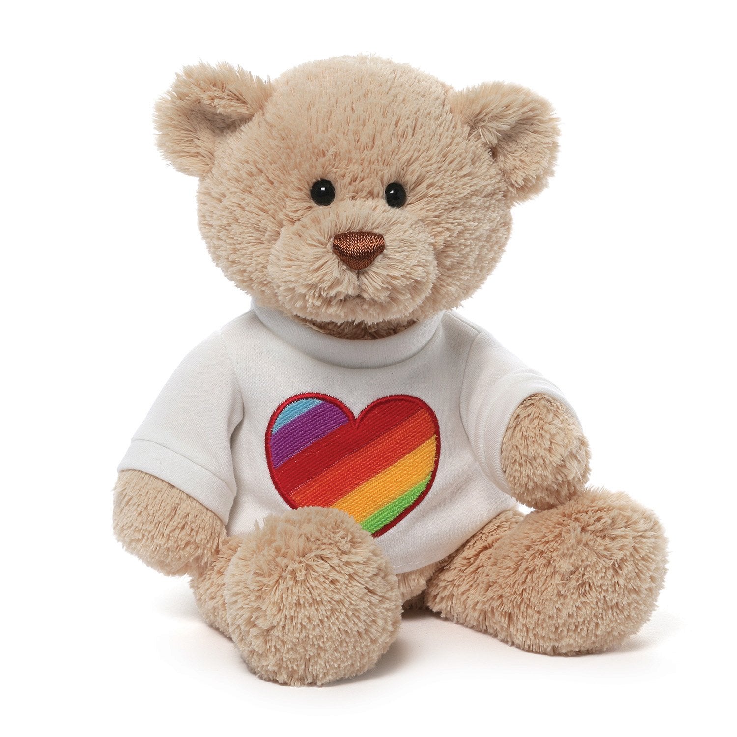 Gund Rainbow Heart T-Shirt Teddy Bear Stuffed Animal Plush
