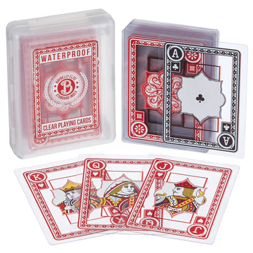 Waterproof Playing Card Deck with Jokers - 54 Clear Plastic Cards, Poker Size, Standard Index - Durable, Washable and Easily Portable - Flexible