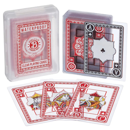 Waterproof Playing Card Deck with Jokers - 54 Clear Plastic Cards, Poker Size, Standard Index - Durable, Washable and Easily Portable - Flexible