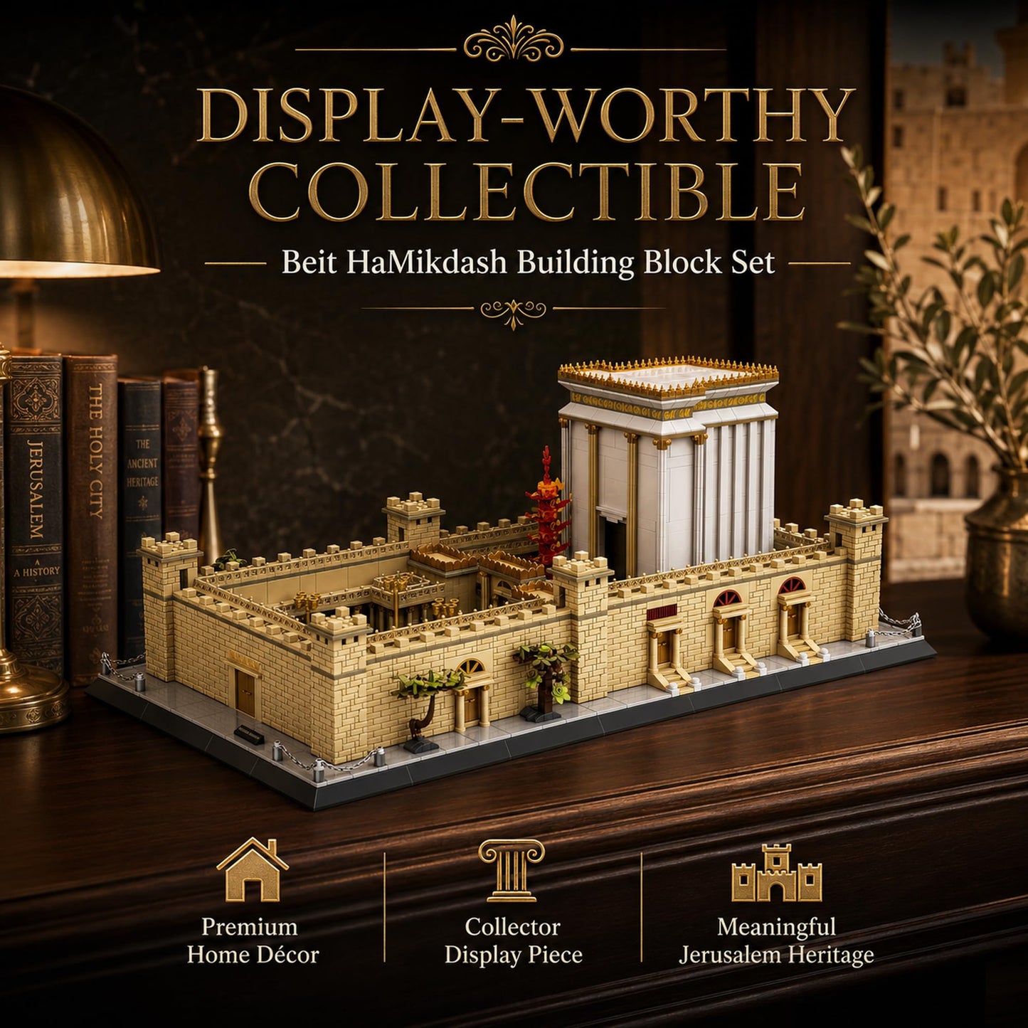 LQPFBSM Jerusalem Temple Building Blocks Sets Judaism Architecture Building Toys Solomon’s Holy Temple Model Toys Judaica & Christian Bible Gift