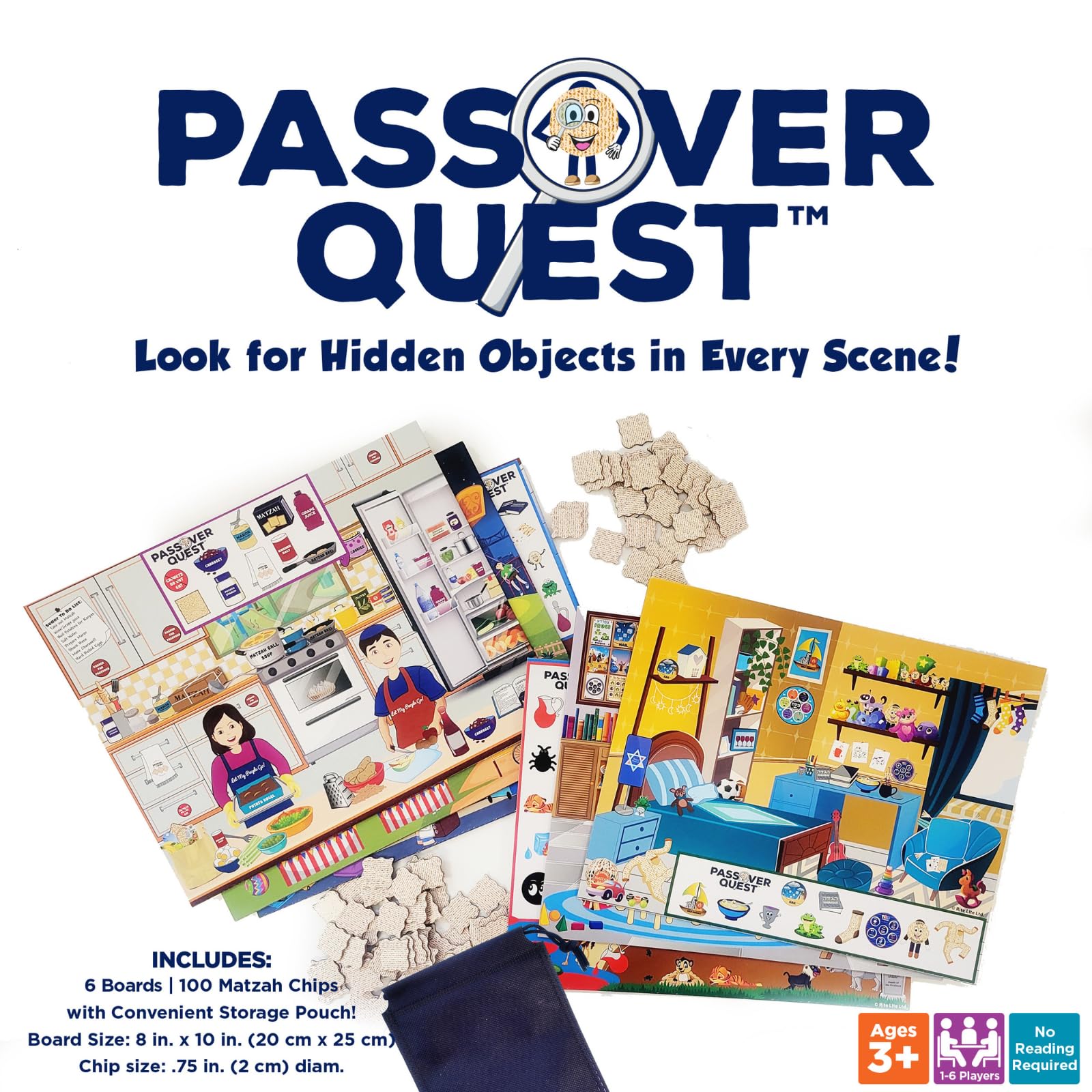 Rite Lite Passover Quest Game Passover Gifts Activities Jewish Pesach Seder Holiday Party Favors - Be the 1st to Find All Passover Icons in All 6