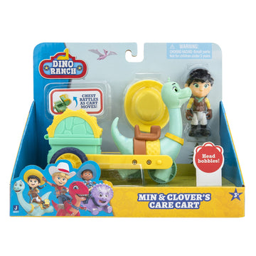 Dino Ranch Min and Clover’s Care Cart Vehicle - Features 5” Dino Clover Care Cart and 3” Dino Rancher Min - Three Styles to Collect - Toys for Kids