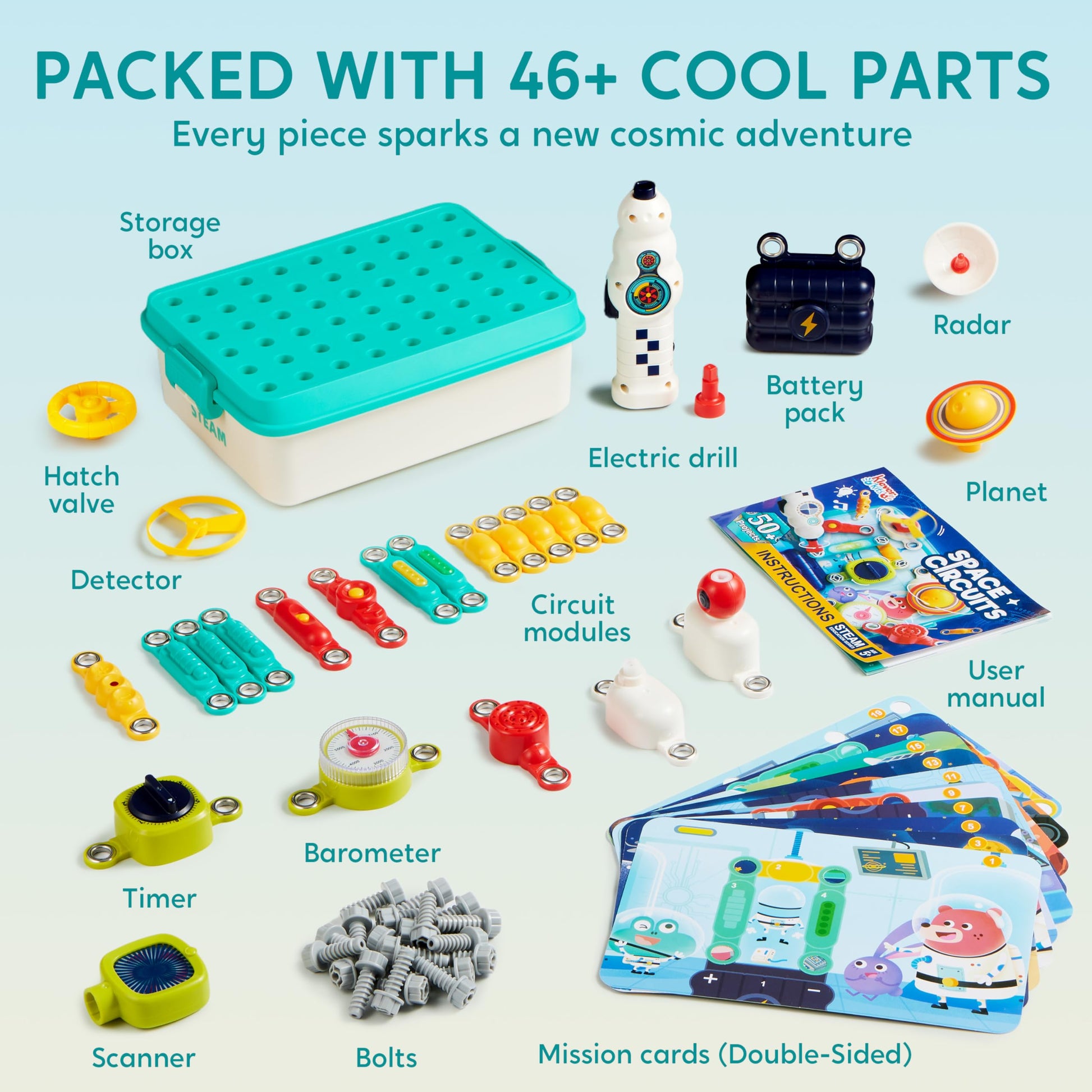 JOVA Klever Kits 50+ Projects Space Circuits - Electronics Kit for Kids with 46+ Components, Electronic STEM Toy Educational Science Kits for Kids