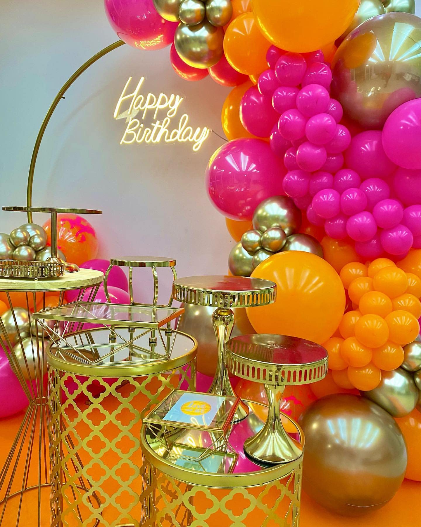Balloon Garland Kit Arch Burnt Orange Hot Pink And Gold For Party Decoration Women Birthday Graduation