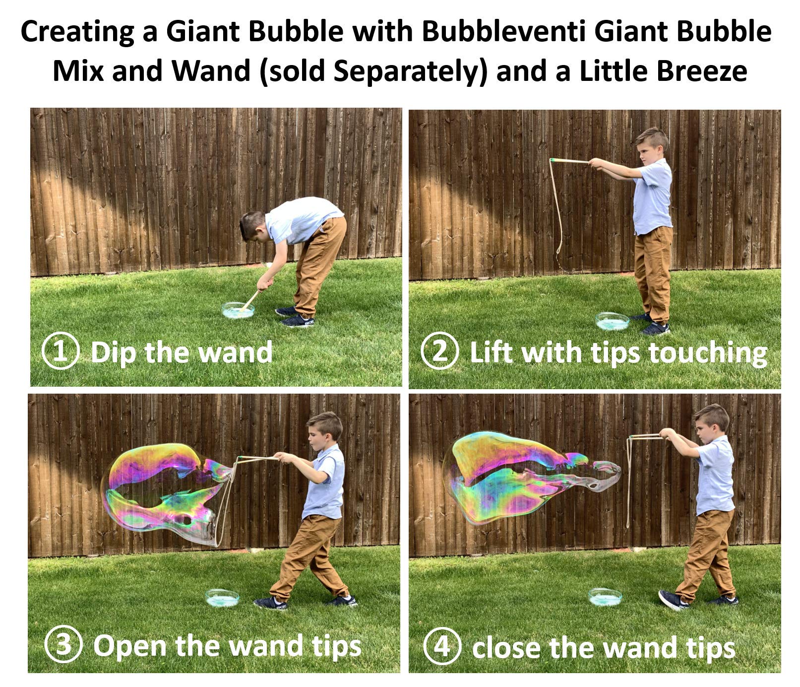 Bubbleventi Giant Bubble Mix | Made in USA |Non-Toxic Powder Makes 10 Gallons of Premium, Big Bubble Solution for Kids’ STEM Fun | Use in Bubble Wands