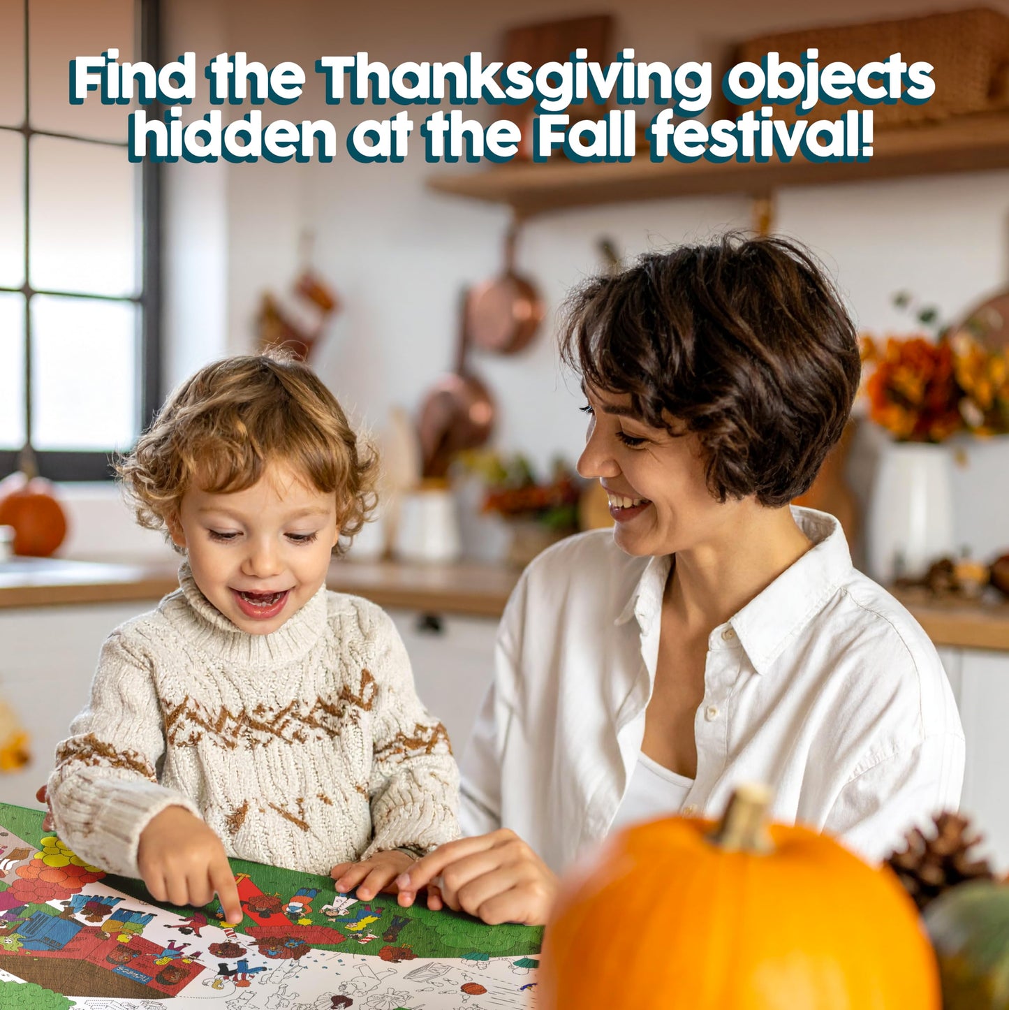 Thanksgiving Hide-N-Seek Color Your Own Tablecloth- Can You Find the Hidden Objects While You Color? - Fun Waldo-Like Holiday Activity Game For Kid's