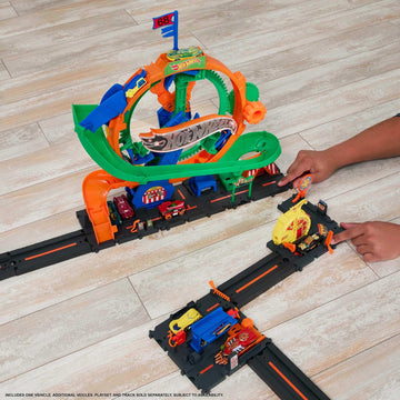 Hot Wheels City Track Set with 1 Hot Wheels Car, Kid-Activated Ferris Wheel with Carnival Lights & Sounds, Ferris Wheel Playset, HKX46