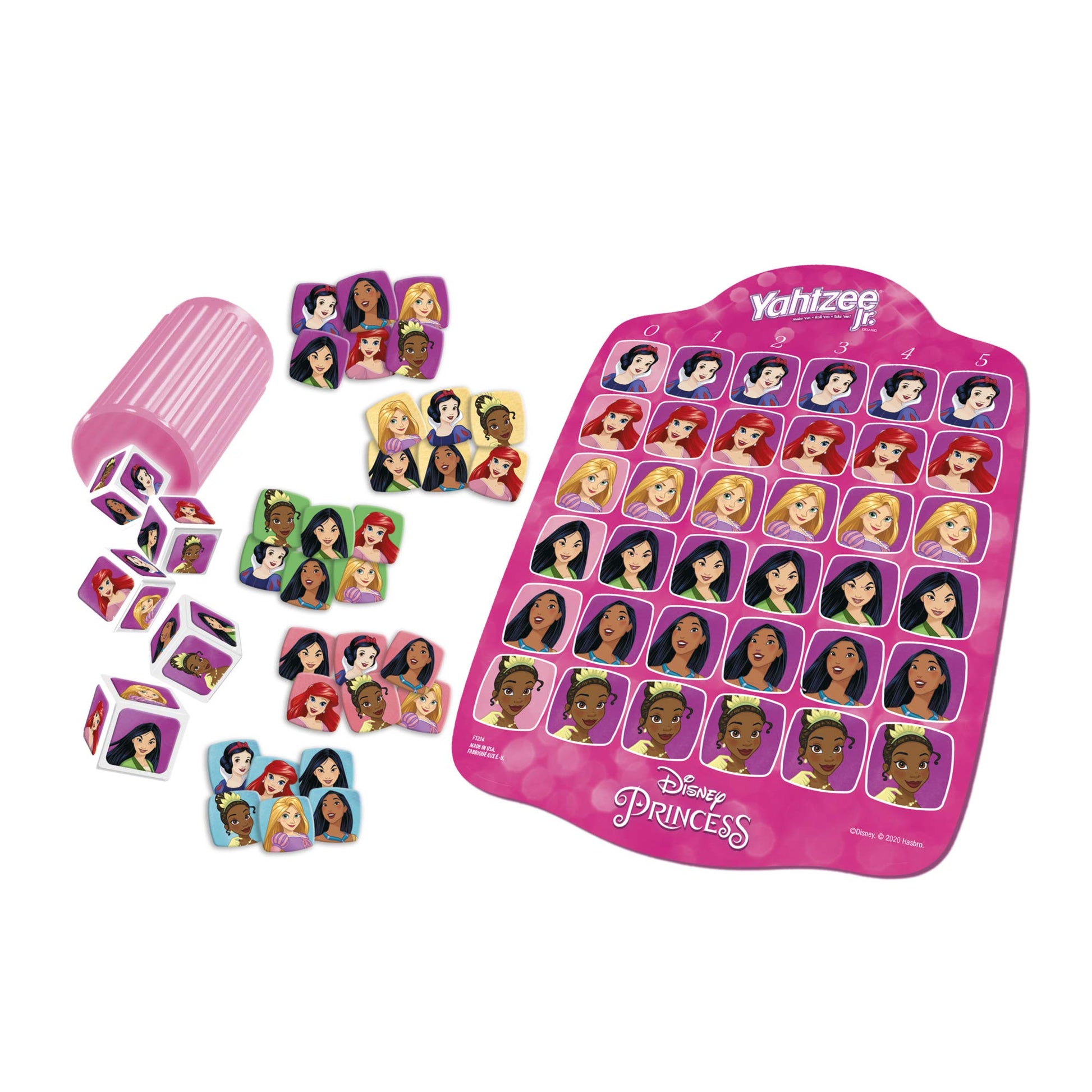 Hasbro Gaming Yahtzee Jr.: Disney Princess Edition Board Game for Kids Ages 4 and Up, for 2-4 Players, Counting and Matching Game for Preschoolers