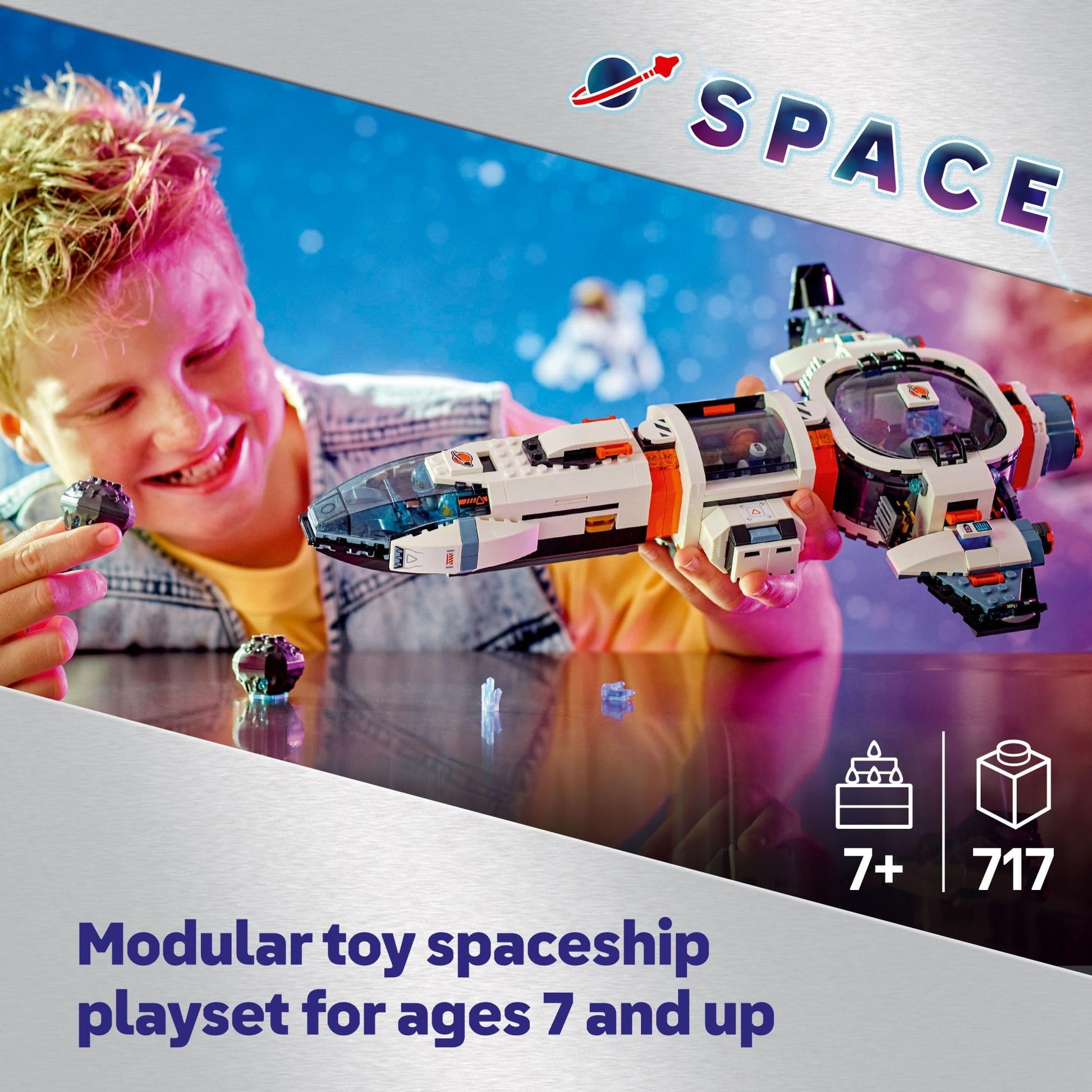 LEGO City Modular Galactic Spaceship Toy - Buildable Space Toy for Kids, Boys and Girls, Ages 7+ - Includes 4 Astronaut Minifigures & Alien Figure