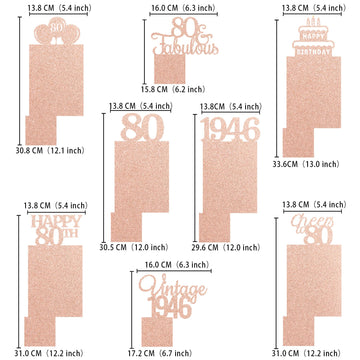 80th Birthday Table Centerpieces - 8 Pcs Vintage 1946 Honeycomb Decorations For Women Bday Party Supply, Cheers to 80 Photo Table Topper Celebration